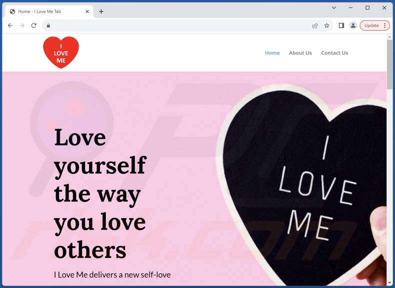 Website used to promote I LOVE ME browser hijacker
