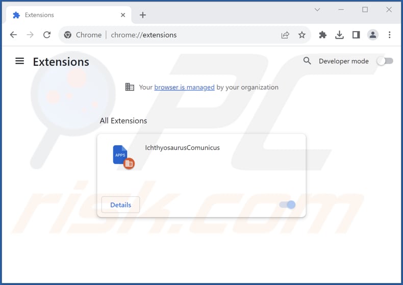 Removing IchthyosaurusComunicus malicious extension from Google Chrome step 2