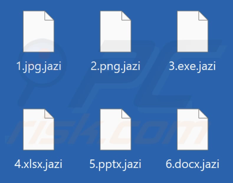 Files encrypted by Jazi ransomware (.jazi extension)