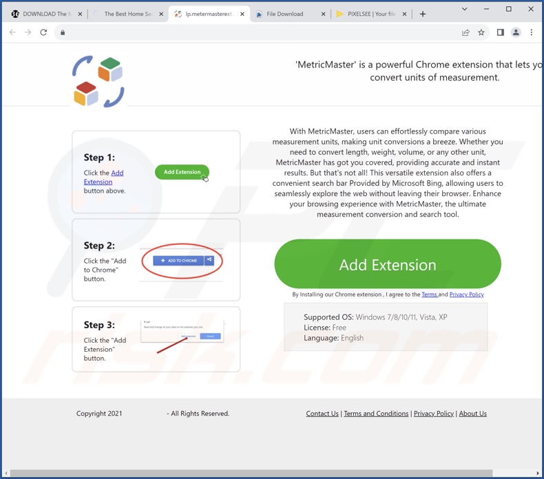 Website used to promote MetricMaster browser hijacker