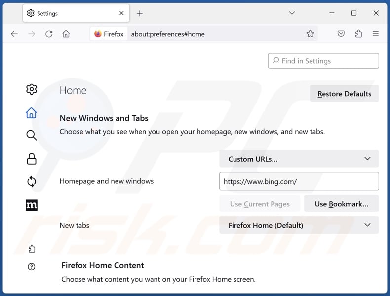 Changing Mozilla Firefox homepage