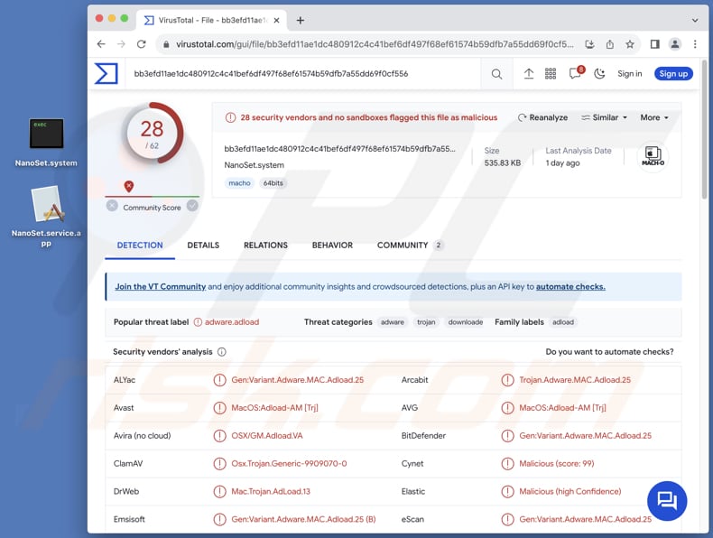 NanoSet adware