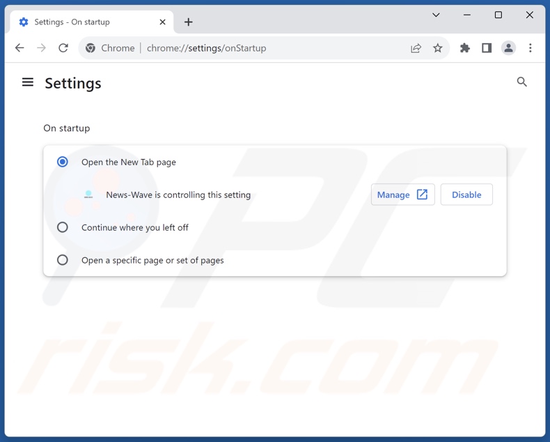 Removing news-wave.net from Google Chrome homepage