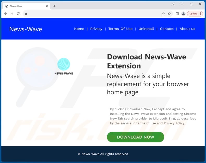 Website used to promote News-Wave browser hijacker