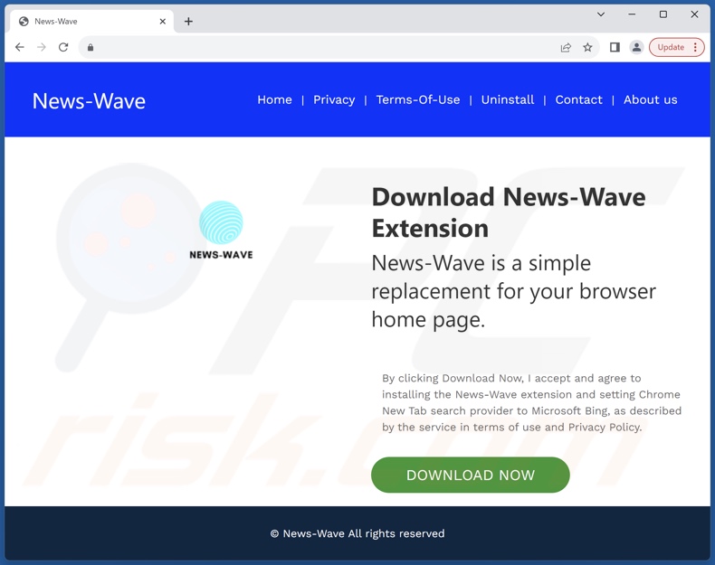 Website used to promote News-Wave browser hijacker