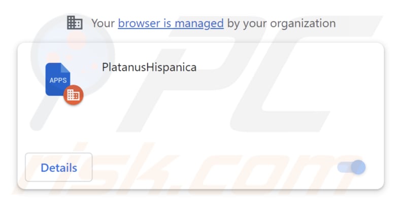 PlatanusHispanica malicious extension