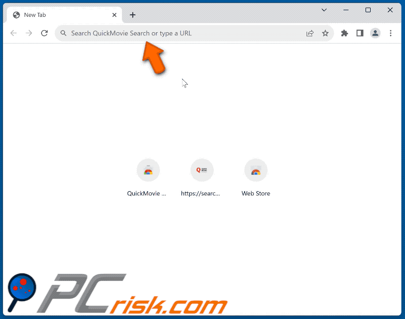 QuickMovie Search browser hijacker redirecting to Bing (GIF)