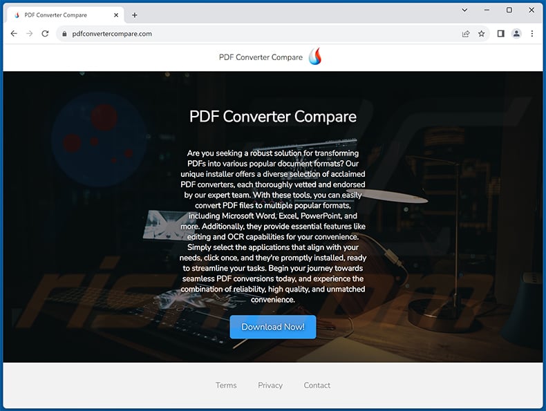 Fake PDF converter download website spreading RedLine stealer