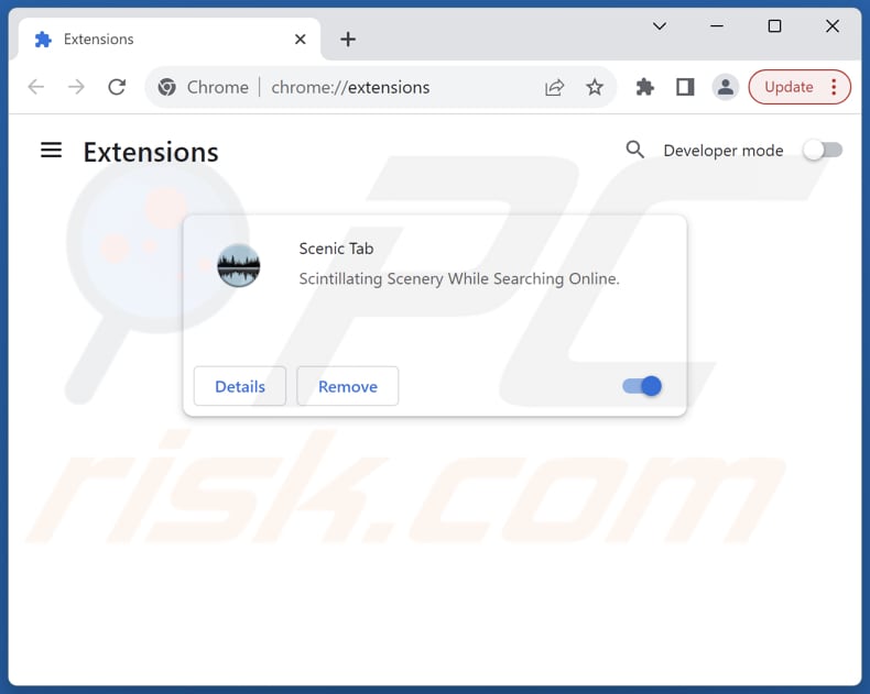 Removing search.scenic-tab.com related Google Chrome extensions