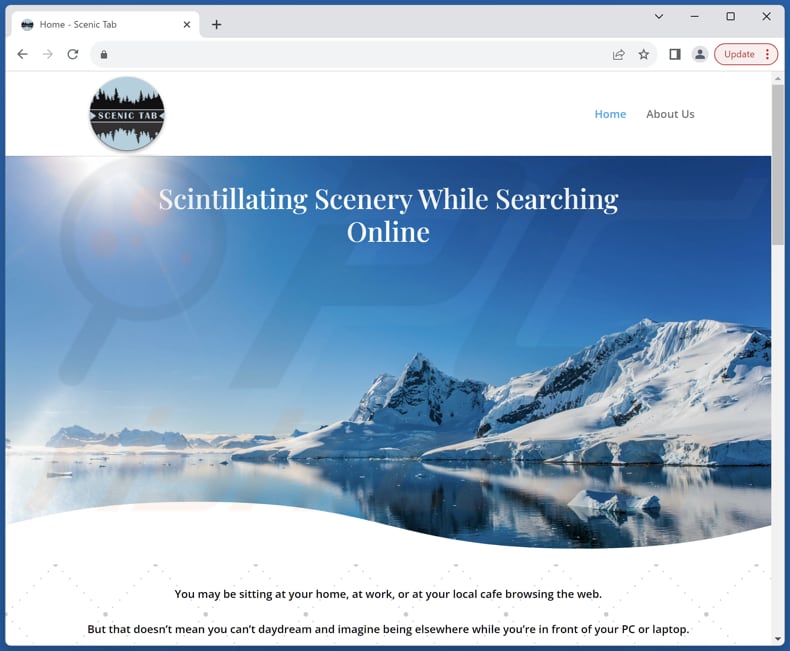 Website used to promote Scenic Tab browser hijacker