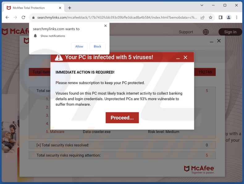 searchmylinks[.]com pop-up redirects