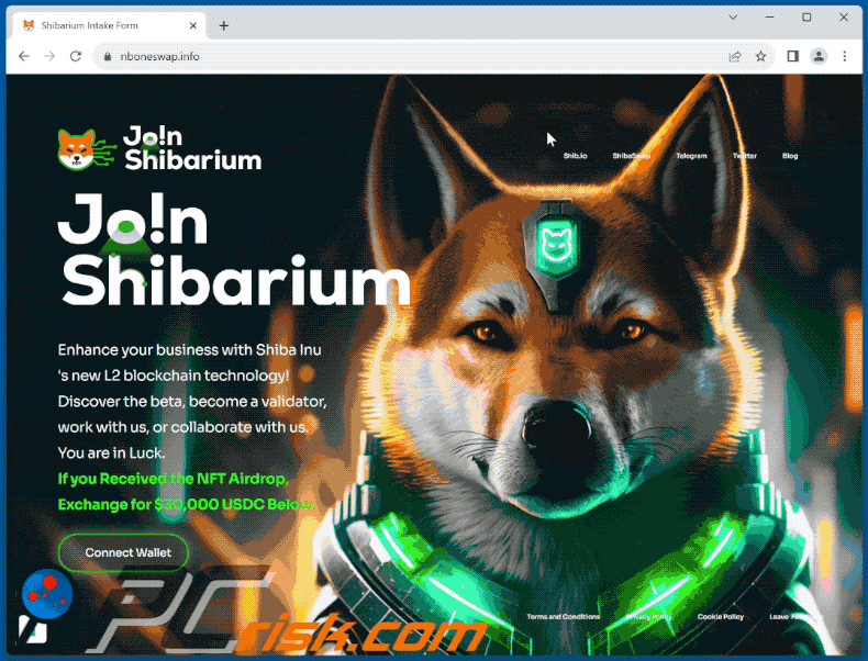 Shibarium scam deceptive page appearance