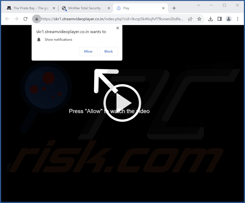 streamvideoplayer.co[.]in pop-up redirects
