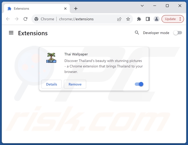 Removing searchthaiwallpaper.com related Google Chrome extensions