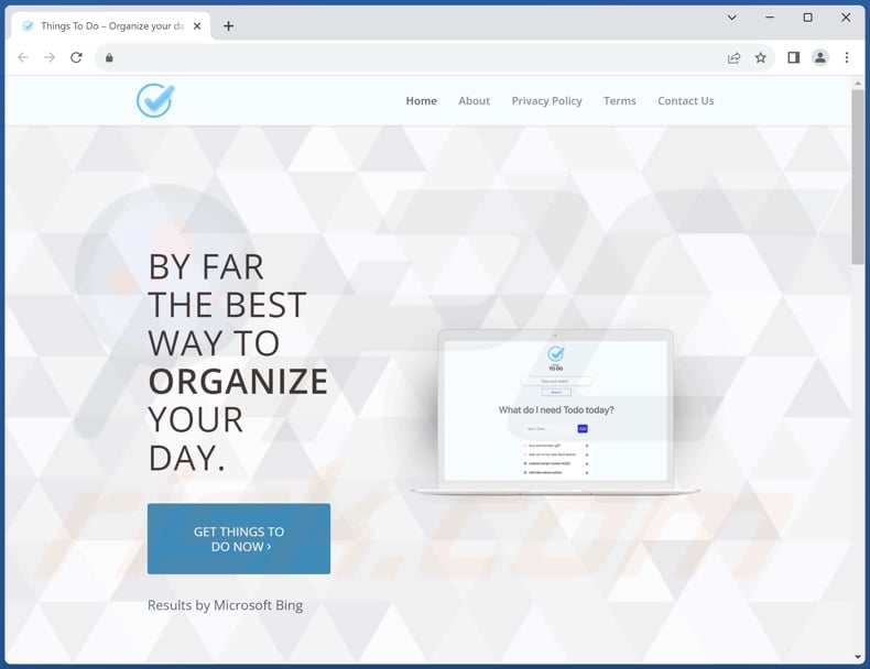 Website used to promote Things To Do browser hijacker