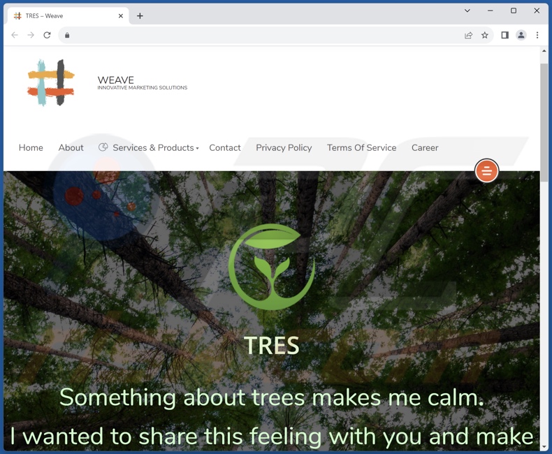 Website used to promote TRES browser hijacker