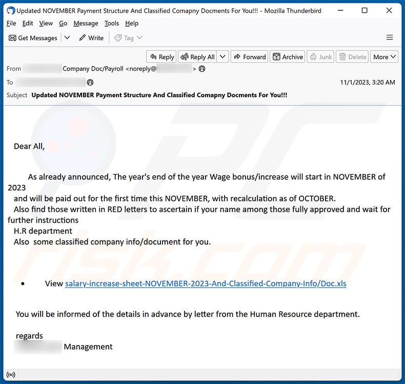 Wage Increase email scam (2023-11-08)