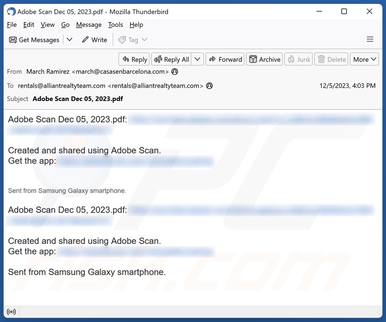 Adobe Scan email spam campaign