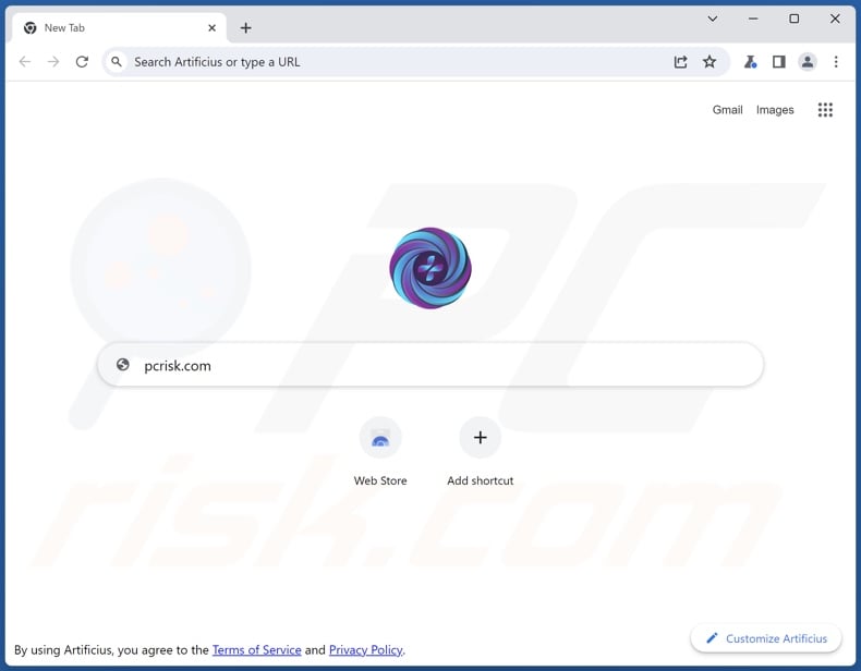 Artificius browser homepage