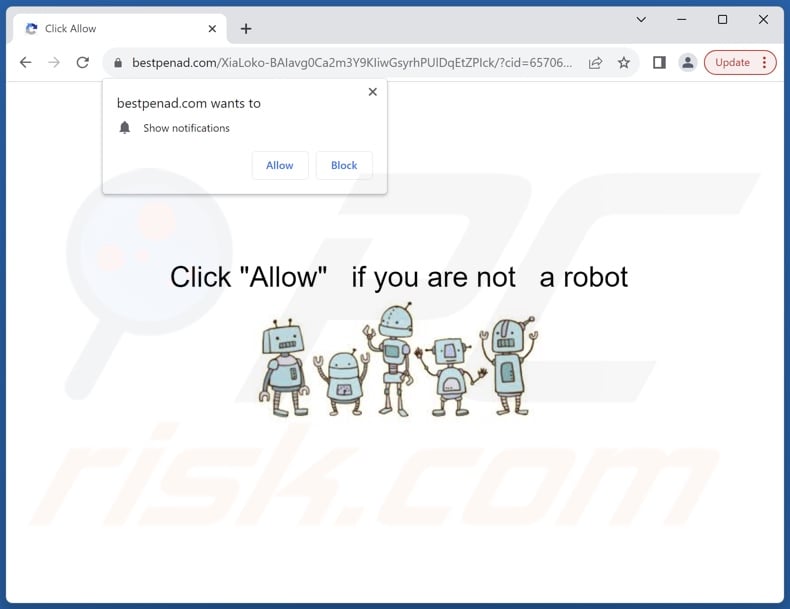 bestpenad[.]com pop-up redirects