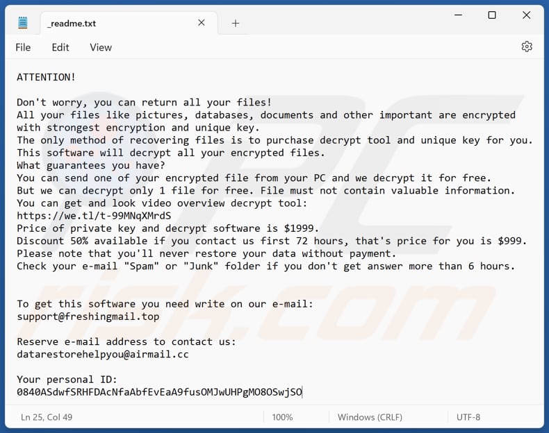Cdqw ransomware text file (_readme.txt)