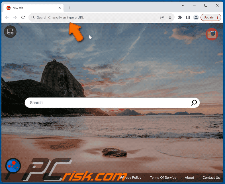 Changify browser hijacker redirecting to Bing (GIF)