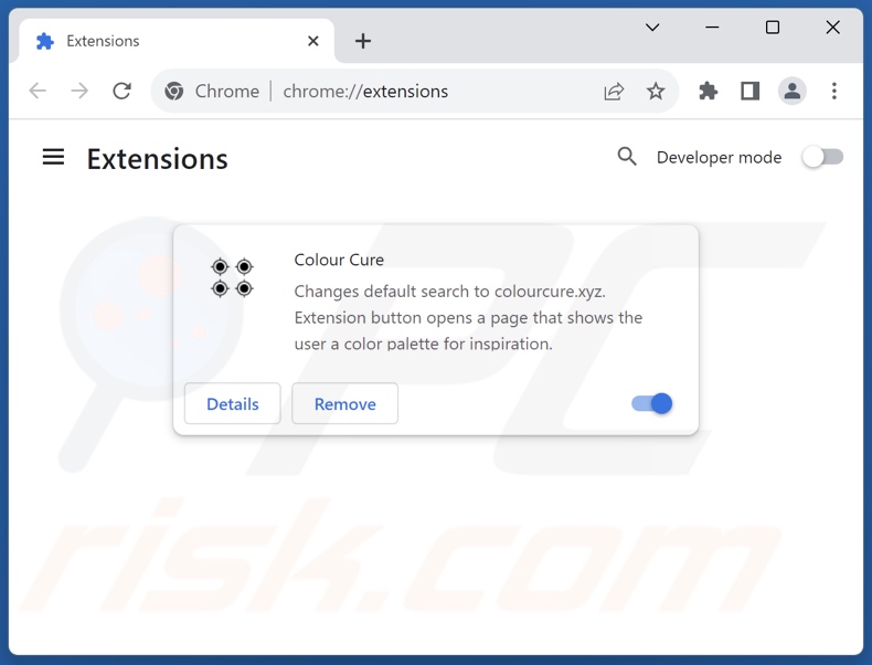 Removing colourcure.xyz related Google Chrome extensions