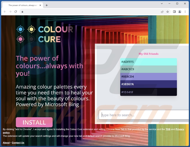 Website used to promote Colour Cure browser hijacker