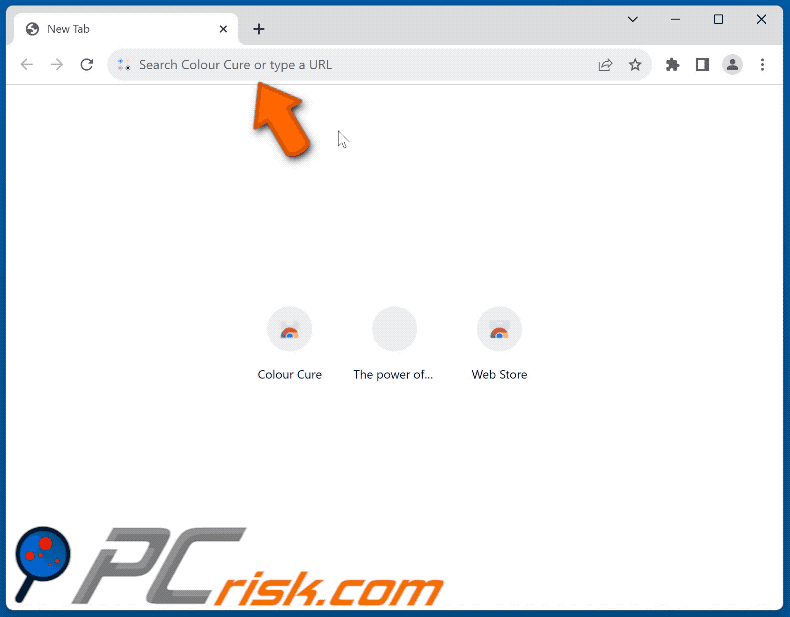 Colour Cure browser hijacker redirecting to Bing (GIF)