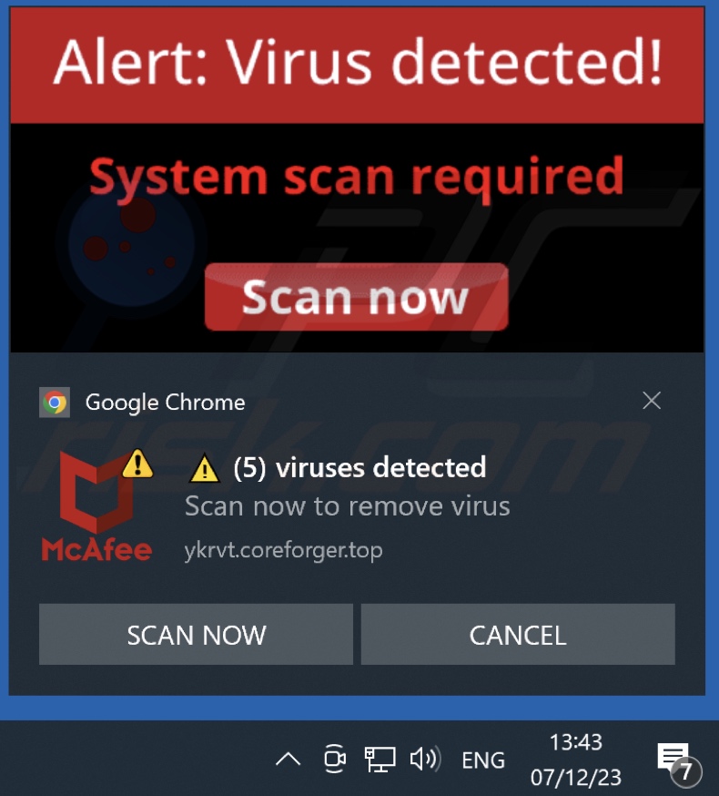 Ad delivered by the coreforger[.]top webpage