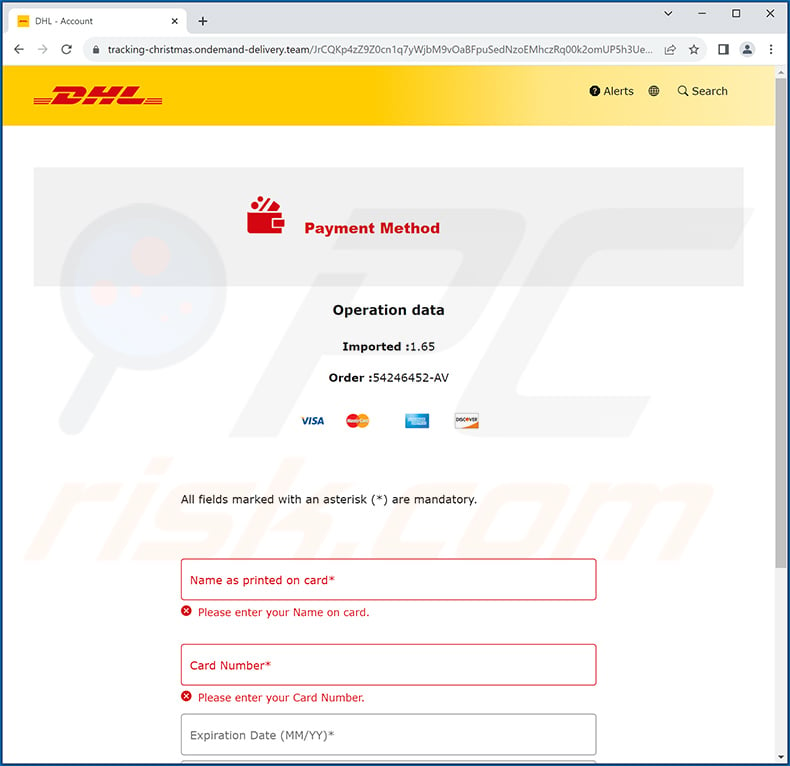 Phishing site promoted via DHL Unpaid Duty email scam (page 2)