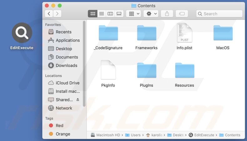 EditExecute adware install folder