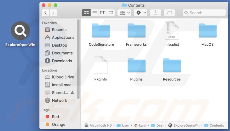 ExploreOpenWin adware install folder