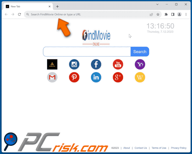 FindMovie online browser hijacker search.findmovie.online redirects to bin.com