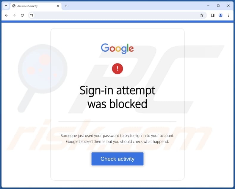 Google - Sign-in Attempt Was Blocked scam