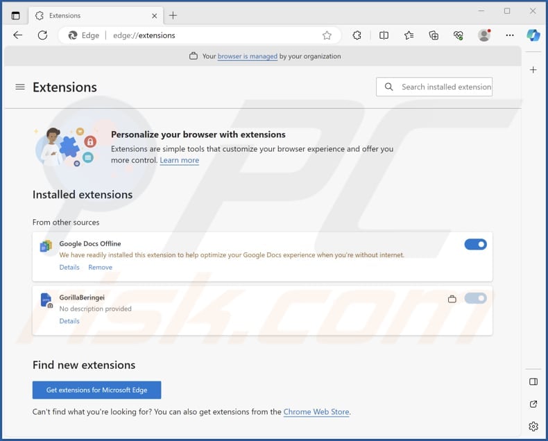GorillaBeringei malicious extension on Edge