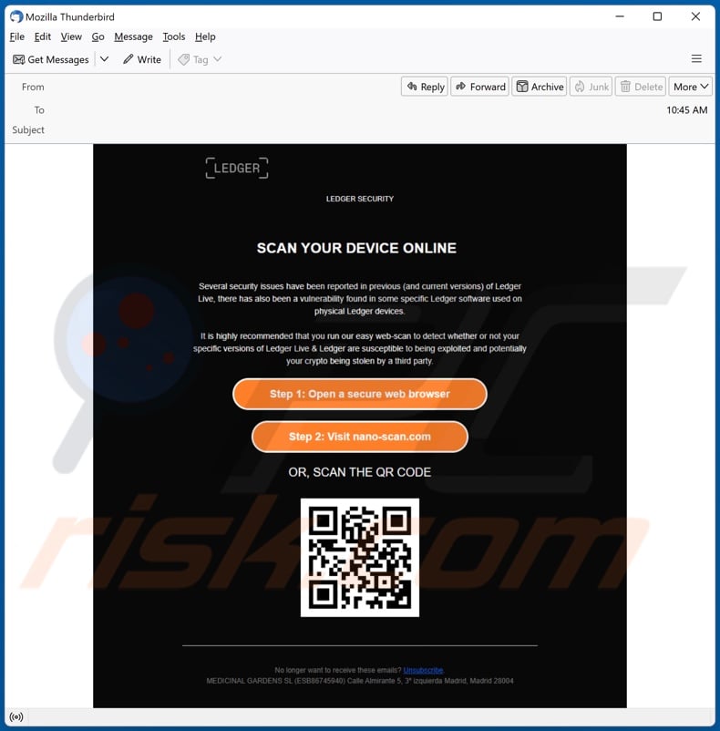 LEDGER SECURITY email spam campaign