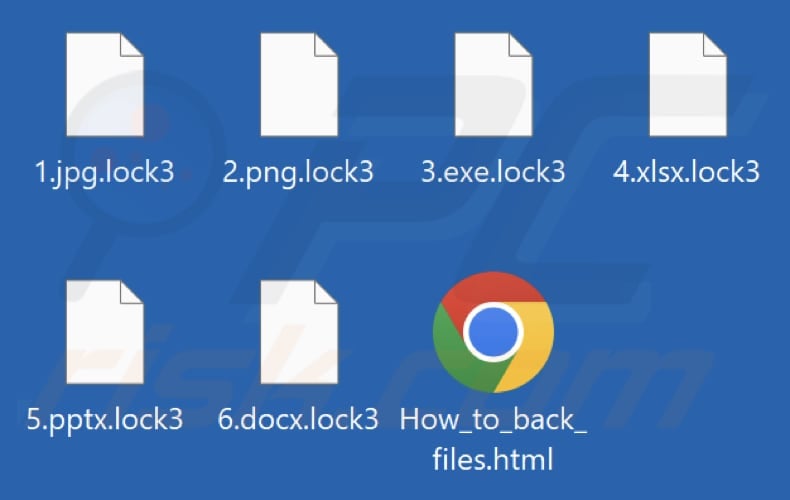 Files encrypted by Lock ransomware (.lock3 extension)