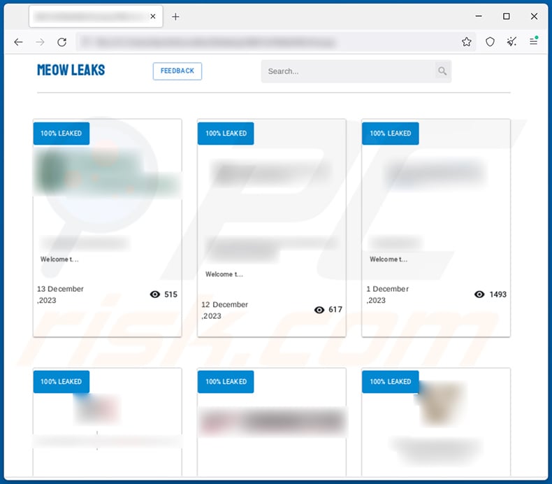 MEOW ransomware data leaking site