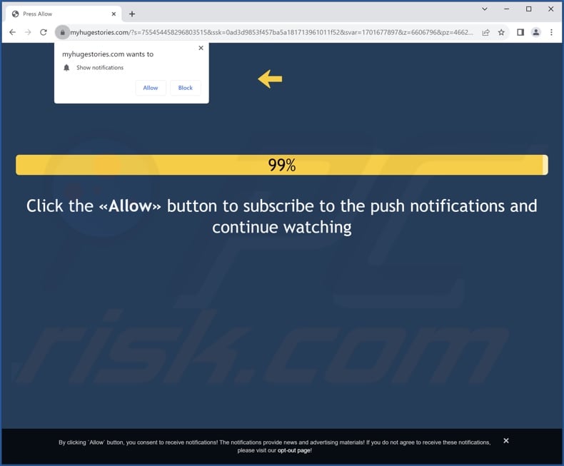 myhugestories[.]com pop-up redirects