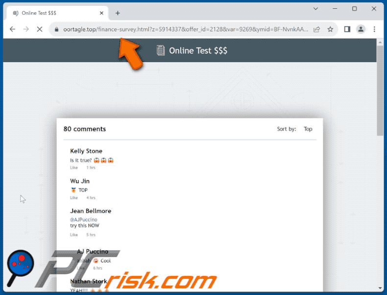 oortagle[.]top website appearance (GIF)