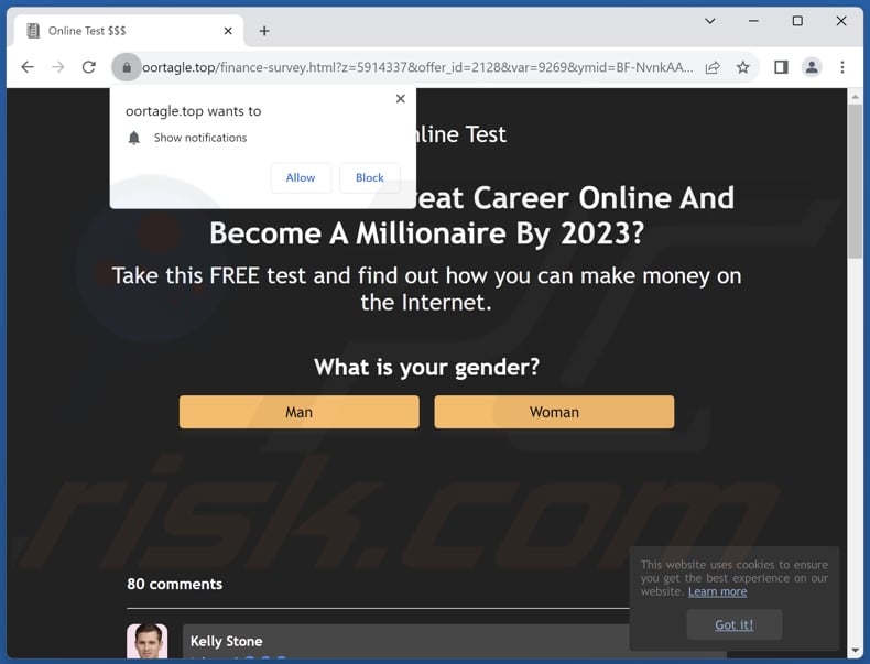 oortagle[.]top pop-up redirects