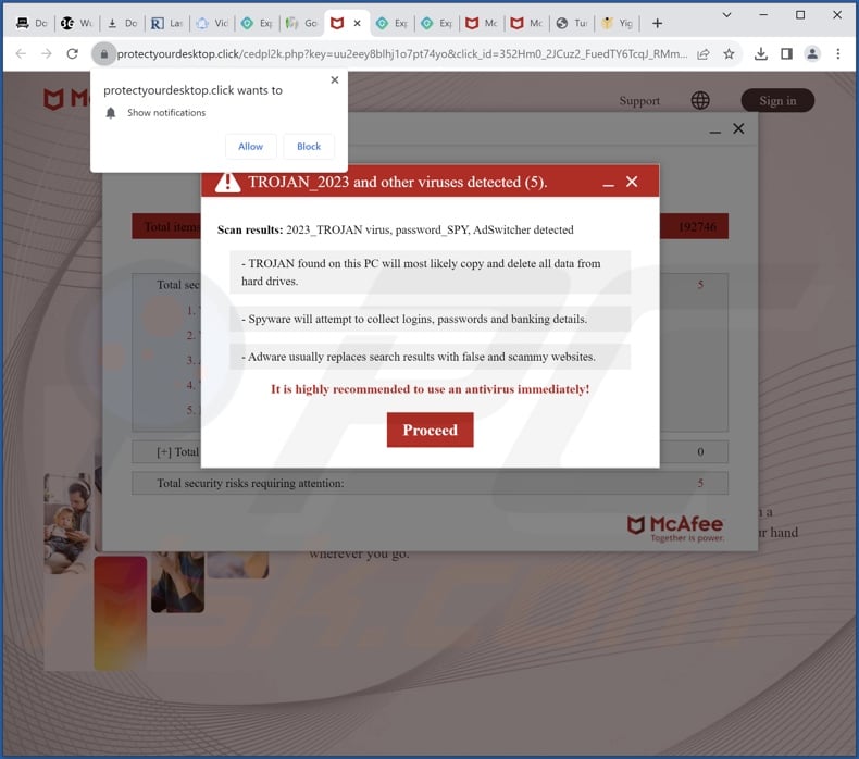 protectyourdesktop[.]click pop-up redirects