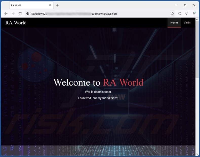 RA World ransomware official website
