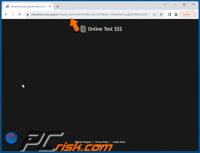 reksaitesurvey[.]space website appearance (GIF)