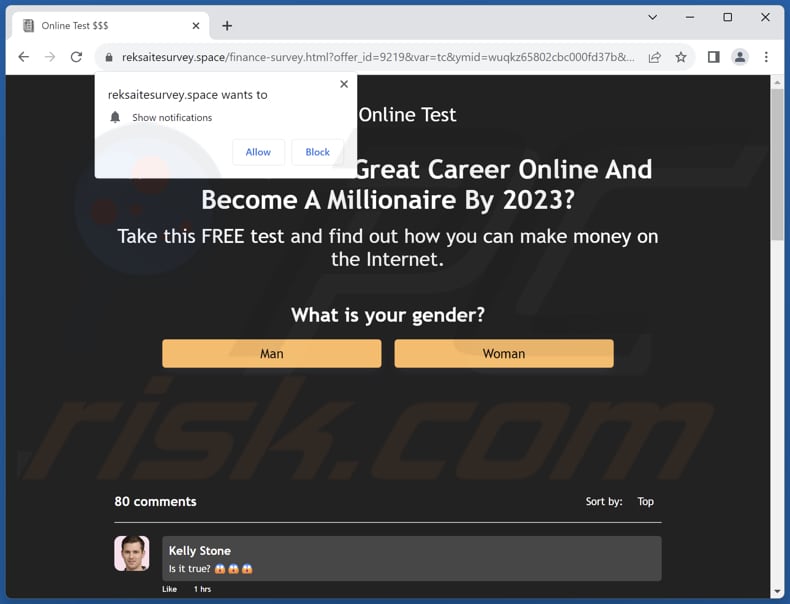 reksaitesurvey[.]space pop-up redirects