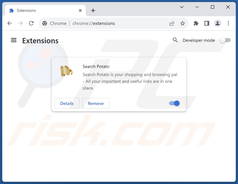 Removing search-potato.com related Google Chrome extensions