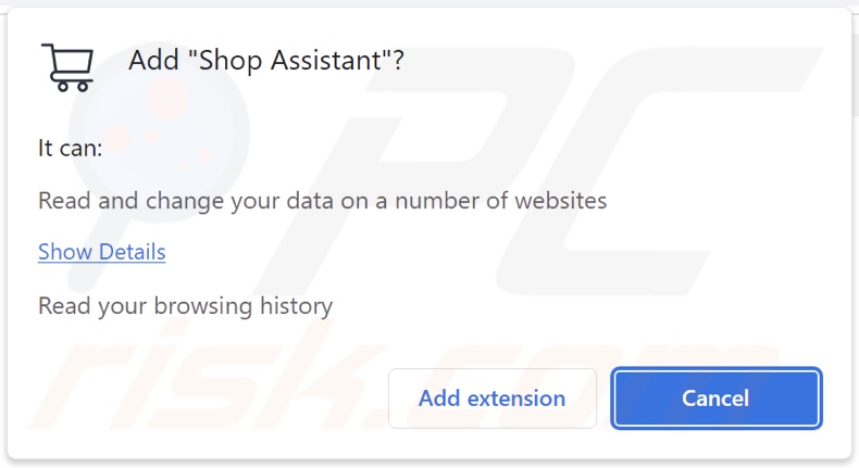 Shop Assistant adware asking for permissions