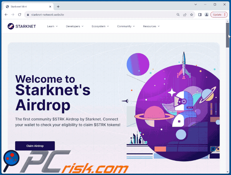 Appearance of Starknet Airdrop scam