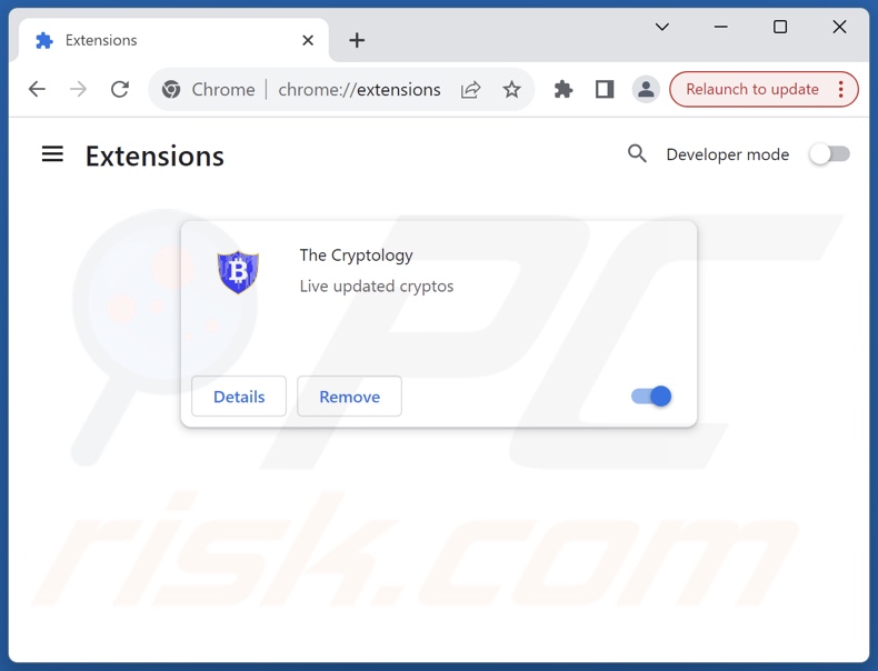 Removing thecryptology.icu related Google Chrome extensions